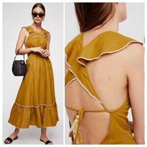 Free People Golden Ruffle Maxi Dress